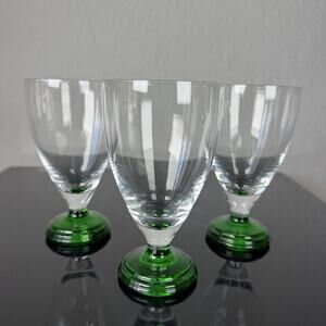 3 Tiffany & Co. Crystal 57th Street Green Stem Wine Glasses Goblets